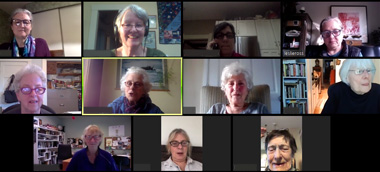 screenshot of Zoom meeting during coronavirus stay-at-home orders in April 2020